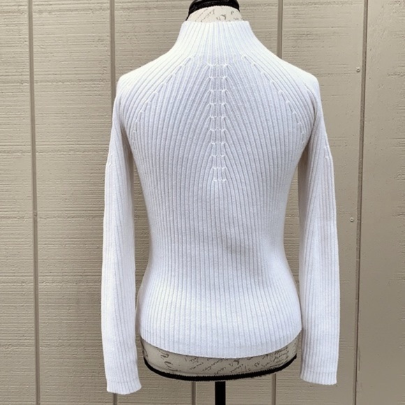 CREAM Ribbed Knit Mock Neck Cotton Sweater - Picture 5 of 9